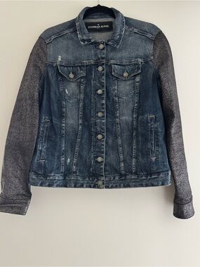 Women's Blue Denim Jacket with Metallic Sleeves